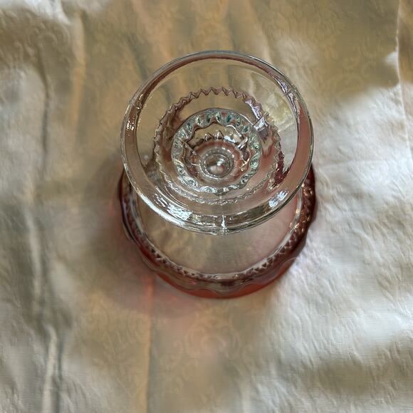 Kings Crown Thumbprint Ruby Red Cranberry Covered Compote Candy Dish Glass READ - Picture 3 of 6